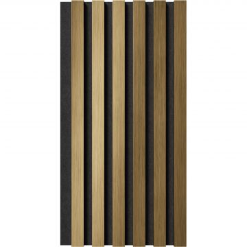 Комплект акустических панелей Cosca Decor (Коска) Эмираты черный войлок, 600х300х19 мм, рейки Экополимер, золото матовое 2 шт. 00-00079753