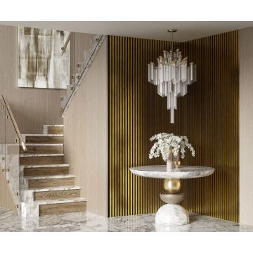 Комплект акустических панелей Cosca Decor (Коска) Эмираты черный войлок, 600х300х19 мм, рейки Экополимер, золото матовое 2 шт. 00-00079753