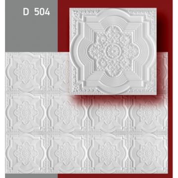 Плита потолочная Decor Ek (Декор Эк) D504 пенополистерол, инжекционная, белый, 500х500х11 мм