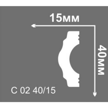 Плинтус потолочный Де-Багет (De-Baget) 2000х15х40 мм, С 02 40/15