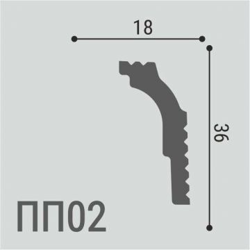 Карниз Де-Багет (De-Baget) 2000х18х36 мм, XPS POLYMER ПП 02