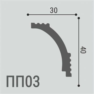 Карниз Де-Багет (De-Baget) 2000х30х40 мм, XPS POLYMER ПП 03