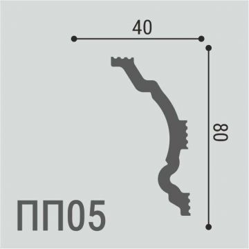 Карниз Де-Багет (De-Baget) 2000х40х80 мм, XPS POLYMER ПП 05