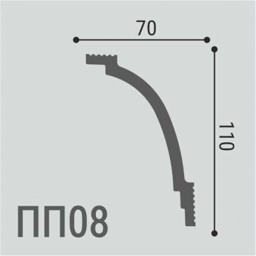 Карниз Де-Багет (De-Baget) 2000х70х110 мм, XPS POLYMER ПП 08