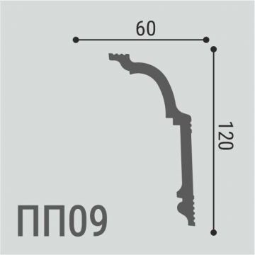 Карниз Де-Багет (De-Baget) 2000х60х120 мм, XPS POLYMER ПП 09