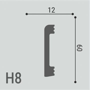 Плинтус напольный Де-Багет (De-Baget) 2000х12х60 мм, XPS POLYMER Н 8
