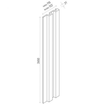 Панель стеновая реечная VOX (ВОКС) Linerio L-Line Anthracite 2650х122х21 мм, 6054509