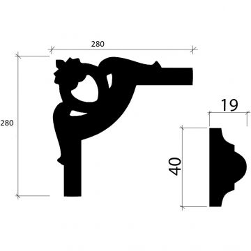 Уголок декоративный Decor-Dizayn (Декор-Дизайн) 280х280х19 мм, Коллекция DD, Белый, Полиуретан, C3-DD002