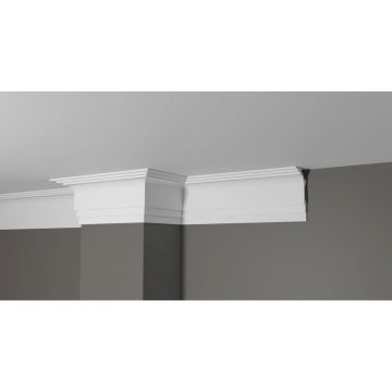 Карниз Decor-Dizayn (Декор-Дизайн) 2000х100х50 мм, Коллекция Грани, Белый, Полистирол, DD515