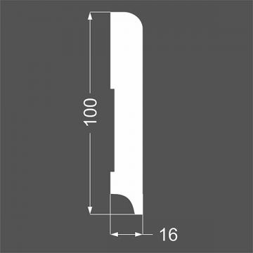Плинтус напольный МДФ грунтованный под покраску Ликорн (Likorn) Белый 2070х100х16 мм Р 2.100.16