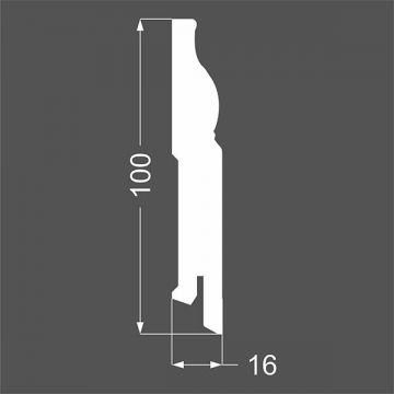 Плинтус напольный МДФ грунтованный под покраску Ликорн (Likorn) Белый 2070х100х16 мм Р 3.100.16