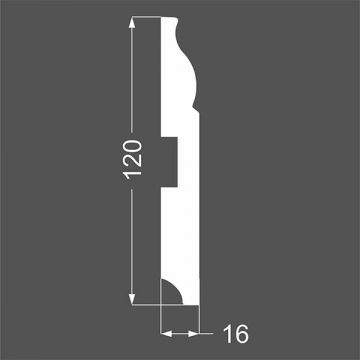 Плинтус напольный МДФ грунтованный под покраску Ликорн (Likorn) Белый 2070х120х16 мм Р 3.120.16