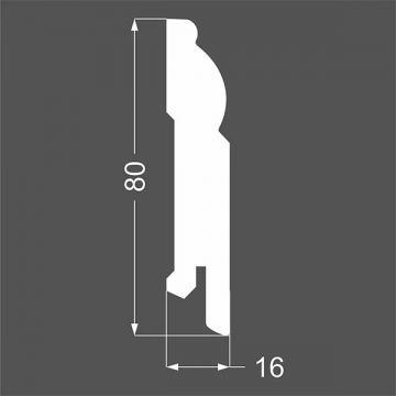 Плинтус напольный МДФ грунтованный под покраску Ликорн (Likorn) Белый 2070х80х16 мм Р 4.80.16