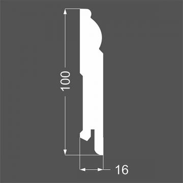 Плинтус напольный МДФ грунтованный под покраску Ликорн (Likorn) Белый 2070х100х16 мм Р 4.100.16
