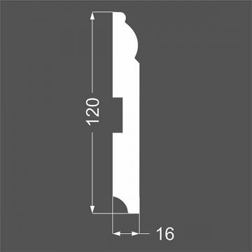 Плинтус напольный МДФ грунтованный под покраску Ликорн (Likorn) Белый 2070х120х16 мм Р 4.120.16