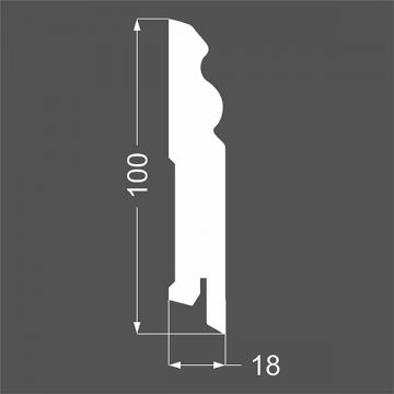 Плинтус напольный МДФ грунтованный под покраску Ликорн (Likorn) Белый 2070х100х18 мм Р 5.100.18
