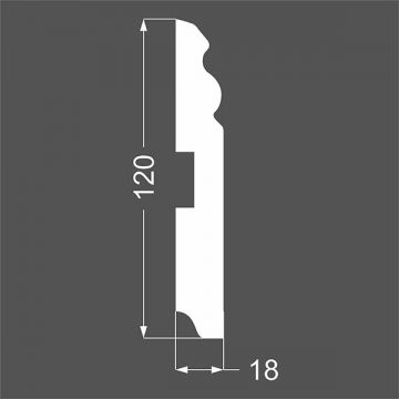 Плинтус напольный МДФ грунтованный под покраску Ликорн (Likorn) Белый 2070х120х18 мм Р 5.120.18