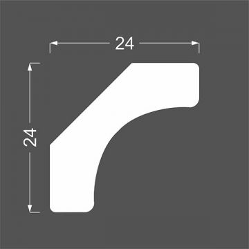 Плинтус потолочный МДФ грунтованный под покраску Ликорн (Likorn) Белый 2070х24х24 мм К 2.33.12