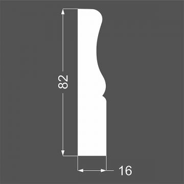 Плинтус напольный МДФ грунтованный под покраску Ликорн (Likorn) Белый 2070х82х16 мм Р 14.82.16