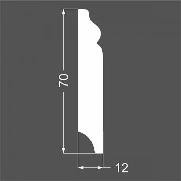 Плинтус напольный МДФ грунтованный под покраску Ликорн (Likorn) Белый 2070х70х12 мм Р 17.70.12