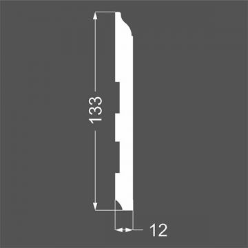 Плинтус напольный МДФ грунтованный под покраску Ликорн (Likorn) Белый 2070х133х12 мм Р 18.133.12