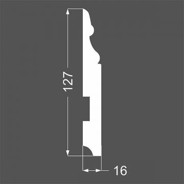 Плинтус напольный МДФ грунтованный под покраску Ликорн (Likorn) Белый 2070х127х16 мм Р 24.127.16