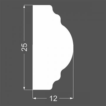 Молдинг настенный МДФ грунтованный под покраску Ликорн (Likorn) Белый 2070х12х25 мм М 1.25.12