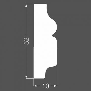 Молдинг настенный МДФ грунтованный под покраску Ликорн (Likorn) Белый 2070х10х32 мм М 4.32.10