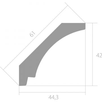 Карниз ЛДФ меловой Ultrawood (Ультравуд) 2000х44х42 мм, CR 0017 i 2.00