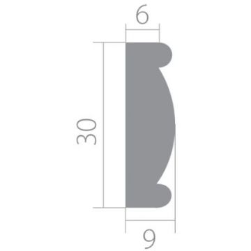 Молдинг ЛДФ меловой Ultrawood (Ультравуд) 2440х30х9 мм, U 0006 2.44