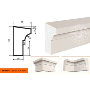 Фасадный карниз Lepninaplast (Лепнинапласт), 150х95х2000 мм, Пенополистирол, КВ-150/4