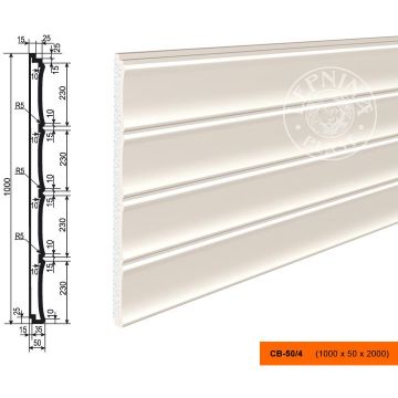 Декоративная панель утепления Lepninaplast (Лепнинапласт), 1000х50х2000 мм, Пенополистирол, СВ-50/4