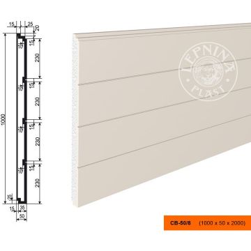 Декоративная панель утепления Lepninaplast (Лепнинапласт), 1000х50х2000 мм, Пенополистирол, СВ-50/8