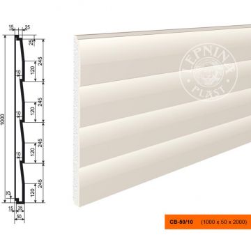 Декоративная панель утепления Lepninaplast (Лепнинапласт), 1000х50х2000 мм, Пенополистирол, СВ-50/10