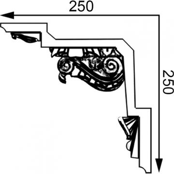 Карниз формовой Прима Лепнина (Prima Lepnina) КФ118, 1000х250х250 мм