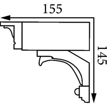 Карниз формовой Прима Лепнина (Prima Lepnina) КФ154, 1030х145х155 мм