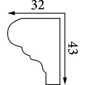 Карниз тяговый Прима Лепнина (Prima Lepnina) КТ81, 700х32х42 мм