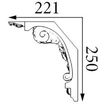 Карниз формовой Прима Лепнина (Prima Lepnina) КФ86а основной, 1000х311х198 мм