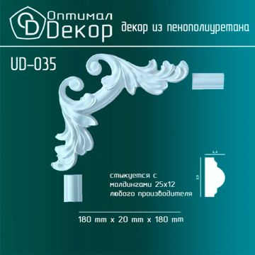 Уголок Оптимал декор (Optimal decor) UD-035 180х20х180 мм Белый
