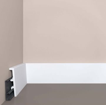 Плинтус напольный с монтажной планкой Bello Deco (Белло Деко) XPS BD П27 МП 2000х20х80 мм, Белый 00-00107924
