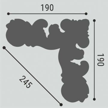 Декоративный угол к молдингу Bello Deco (Белло Деко) PS УУ1 190х190 мм, 00-00108353