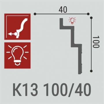 Карниз потолочный Bello Deco (Белло Деко) XPS BD К13 Н 2000х40х100 мм, 00-00108558