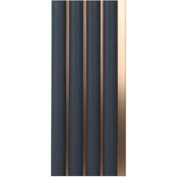 Декоративная панель My step (Май Стэп) Wall panels Темно-серый с вставками оттенка шампань 2900х123х11,5 мм, MSP114
