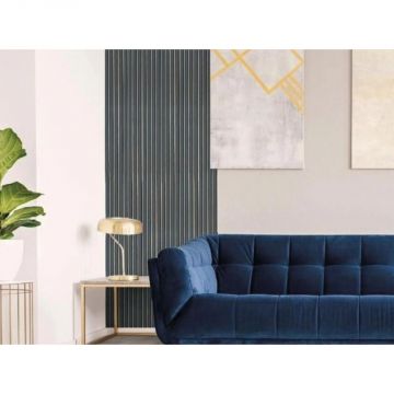 Декоративная панель My step (Май Стэп) Wall panels Темно-серый с вставками оттенка шампань 2900х123х11,5 мм, MSP114