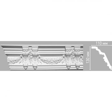 Плинтус потолочный с рисунком Decomaster (Декомастер) 130х110х2400 мм 95092