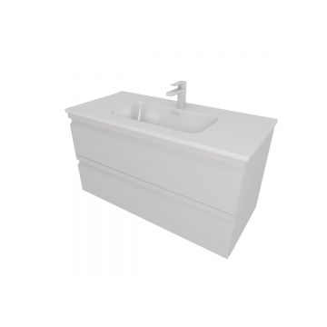 Комплект мебели Aquatek (Акватек): Тумба 100см ВЕГА с раковиной AQ4100-00, 2 ящика, цвет серый туман AQ77100-LG