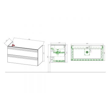 Комплект мебели Aquatek (Акватек):Тумба 100см ВЕГА с раковиной AQ4100-00, 2 ящика, цвет капучино светлый AQ77100-LC