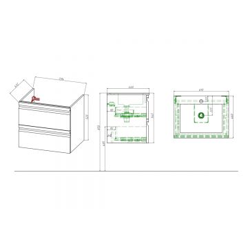 Комплект мебели Aquatek (Акватек):Тумба 60 см ВЕГА с раковиной AQ0460-00, 2 ящика, цвет белый матовый AQ77060-MW