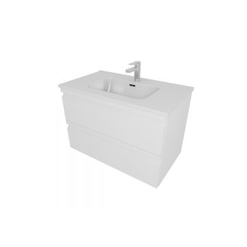 Комплект мебели Aquatek (Акватек):Тумба 80 см ВЕГА с раковиной AQ0480-00, 2 ящика,цвет белый матовый AQ77080-MW