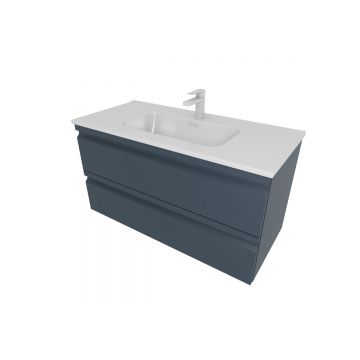 Комплект мебели Aquatek (Акватек): Тумба 100см ВЕГА с раковиной AQ4100-00, 2 ящика, цвет серый матовый AQ77100-MG